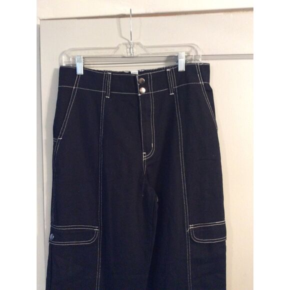 New NWT RSQ Black Women's Smock Waist Loose Cargo Stitched pants XL - Picture 10 of 10